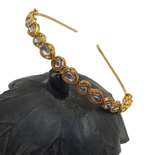 Gouden tiara - goldplated met witte steentjes