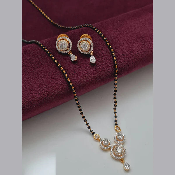 Ensemble Mangalsutra artificiel - avec diamants et boucles d'oreilles