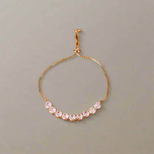 Cubic Zirconia Verstelbare Armband met 2-Tone Rhodium Plating