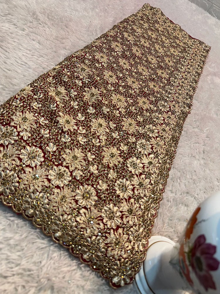 Steenwerk saree - bordeaux bruin