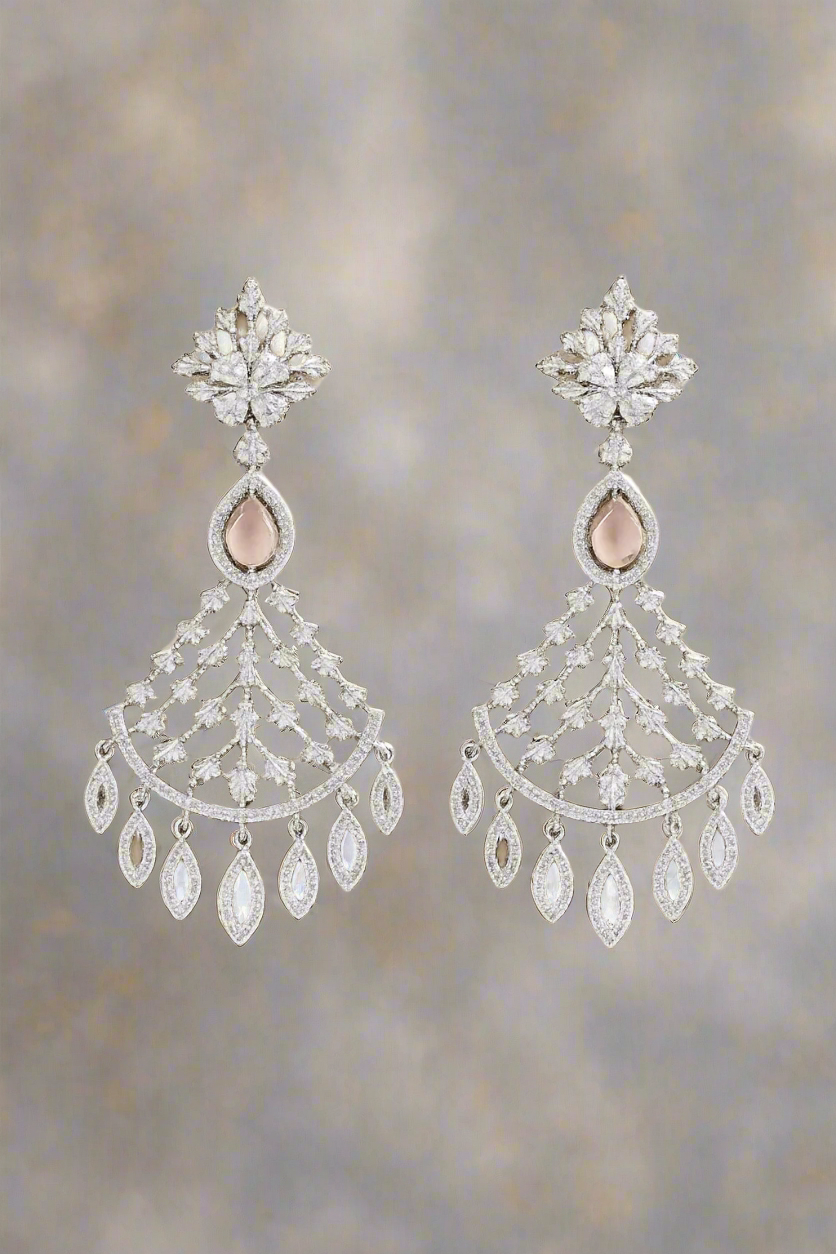 Cubic Zirconia Klassieke Oorbellen met Rhodium Plating