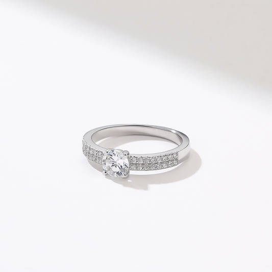 Delicate American Diamond Ring – Verstelbaar met 2-Tone Rhodium Plating
