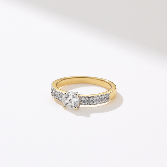 Delicate American Diamond Ring – Verstelbaar met 2-Tone Rhodium Plating