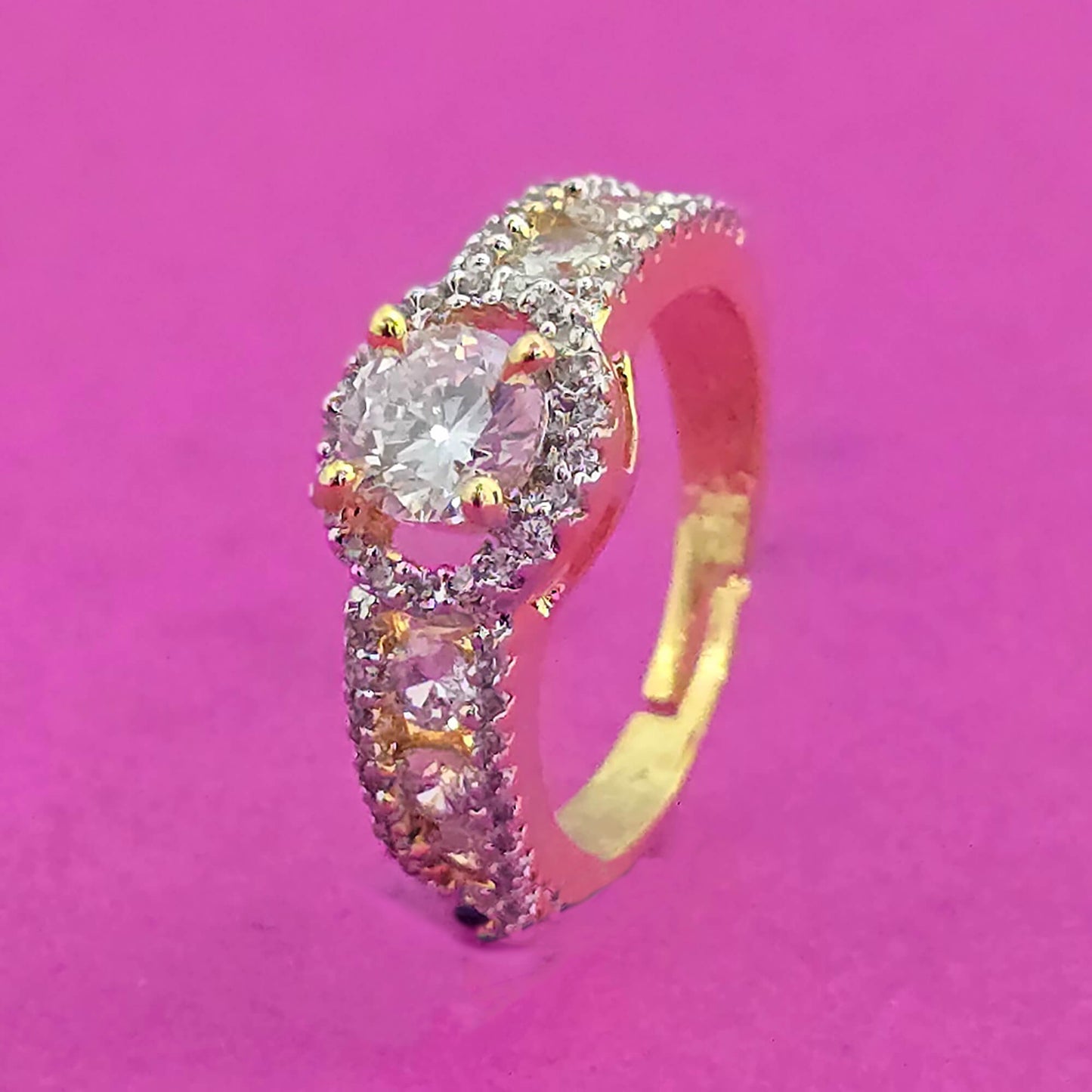 Cubic Zirconia Delicate Ring met 2-Tone Rhodium Plating