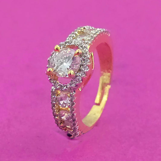 Cubic Zirconia Delicate Ring met 2-Tone Rhodium Plating
