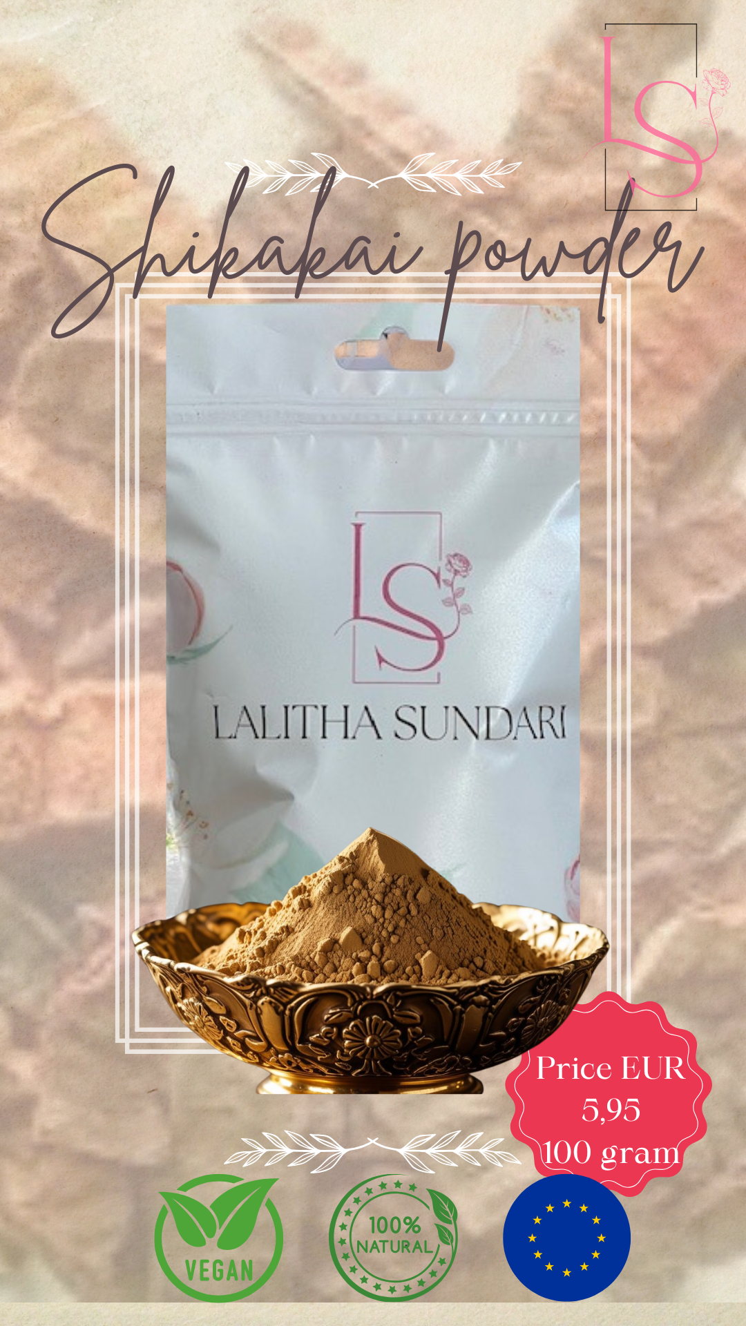 100% Natuurlijke shikakai poeder - 100 gram