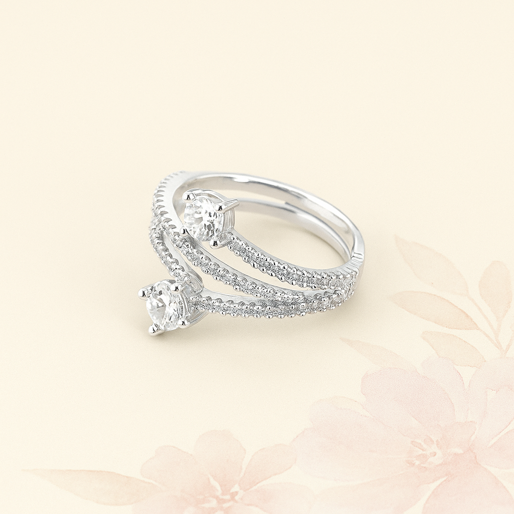 Verstelbare Ring met Rhodium & Mehndi Plating