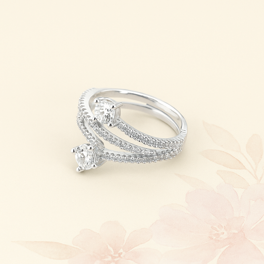 Verstelbare Ring met Rhodium & Mehndi Plating