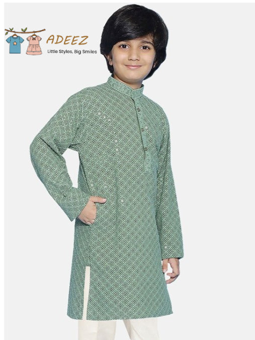 Mint Green Kurta – Boys Size 9 (Top Only)