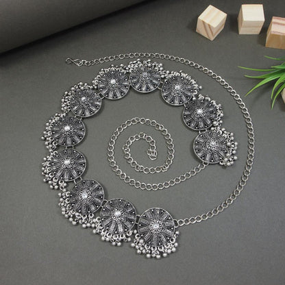 Buikketting geoxideerd zilver