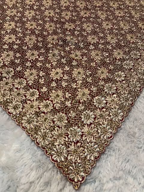 Steenwerk saree - bordeaux bruin