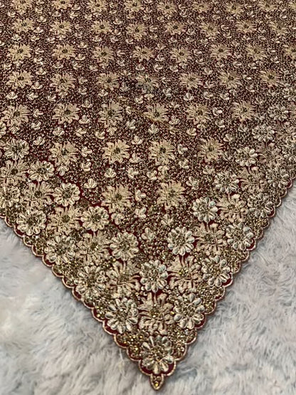 Steenwerk saree - bordeaux bruin