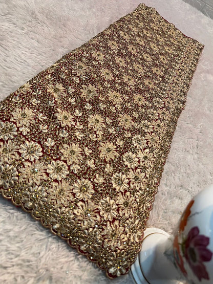 Steenwerk saree - bordeaux bruin