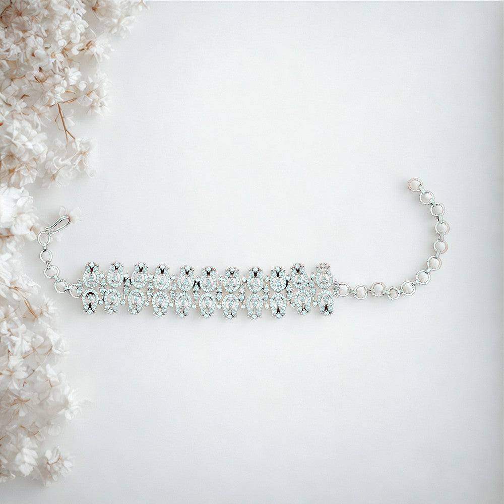 Amerikaanse diamanten armband met tweekleurige rhodiumplating