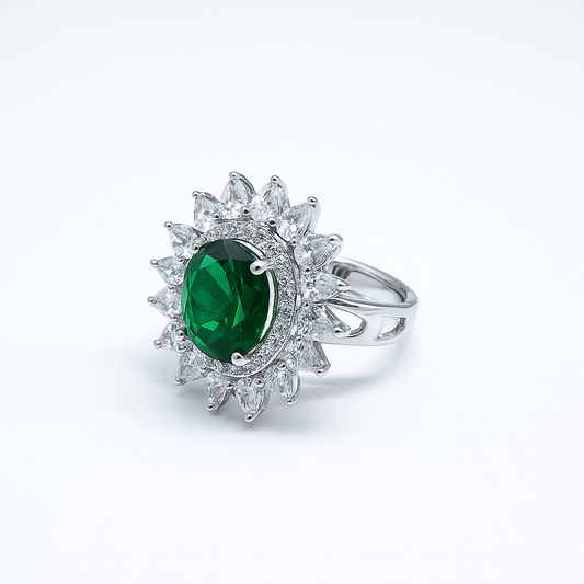 Cubic Zirconia Verstelbare Ring – Elegant Steendesign met Rhodium Plating