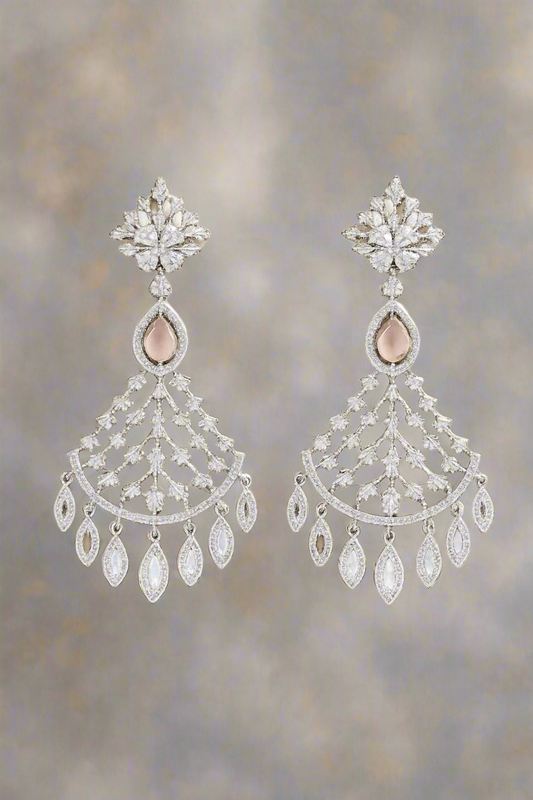 Cubic Zirconia Klassieke Oorbellen met Rhodium Plating