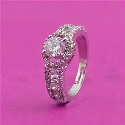 Cubic Zirconia Delicate Ring met 2-Tone Rhodium Plating