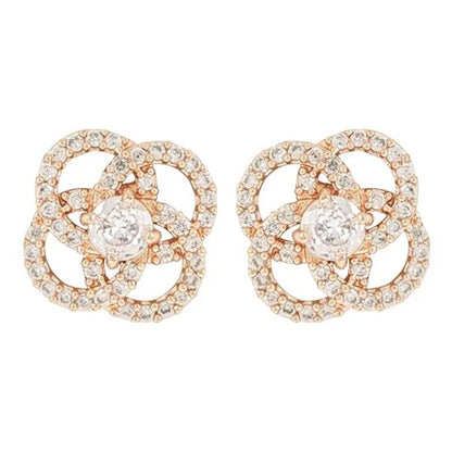 Oorstuds met diamantjes - goud met witte stenen