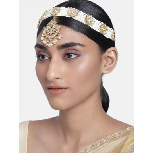 Hoofdsieraad parels - goldplated sheeshphool/ mathapatti